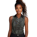 Queen Nzinga Women Sleeveless Polo Shirt Fierce African Warrior Queen - Dark Tribal Fire Art - African Pride
