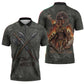 Queen Nzinga Zipper Polo Shirt Fierce African Warrior Queen - Dark Tribal Fire Art - African Pride