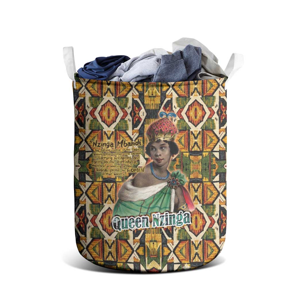 Queen Nzinga Laundry Basket Mbandi Traditional Regal Portrait Empowerment Quote African Female Leadership - African Pride
