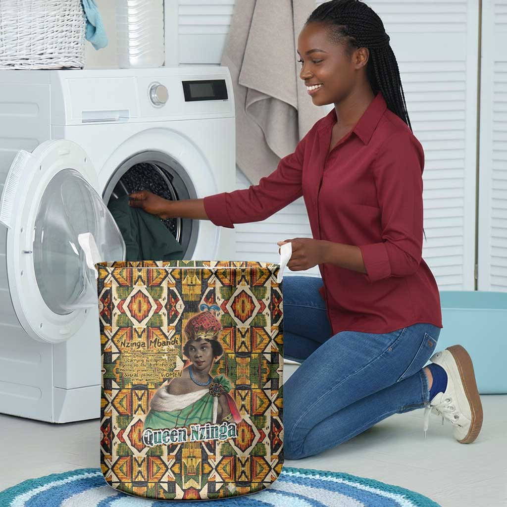 Queen Nzinga Laundry Basket Mbandi Traditional Regal Portrait Empowerment Quote African Female Leadership - African Pride