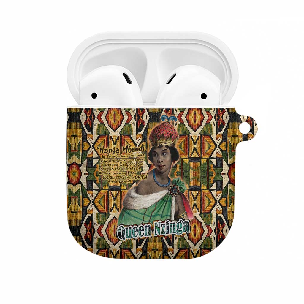 Queen Nzinga AirPods Case Mbandi Traditional Regal Portrait Empowerment Quote African Female Leadership - African Pride