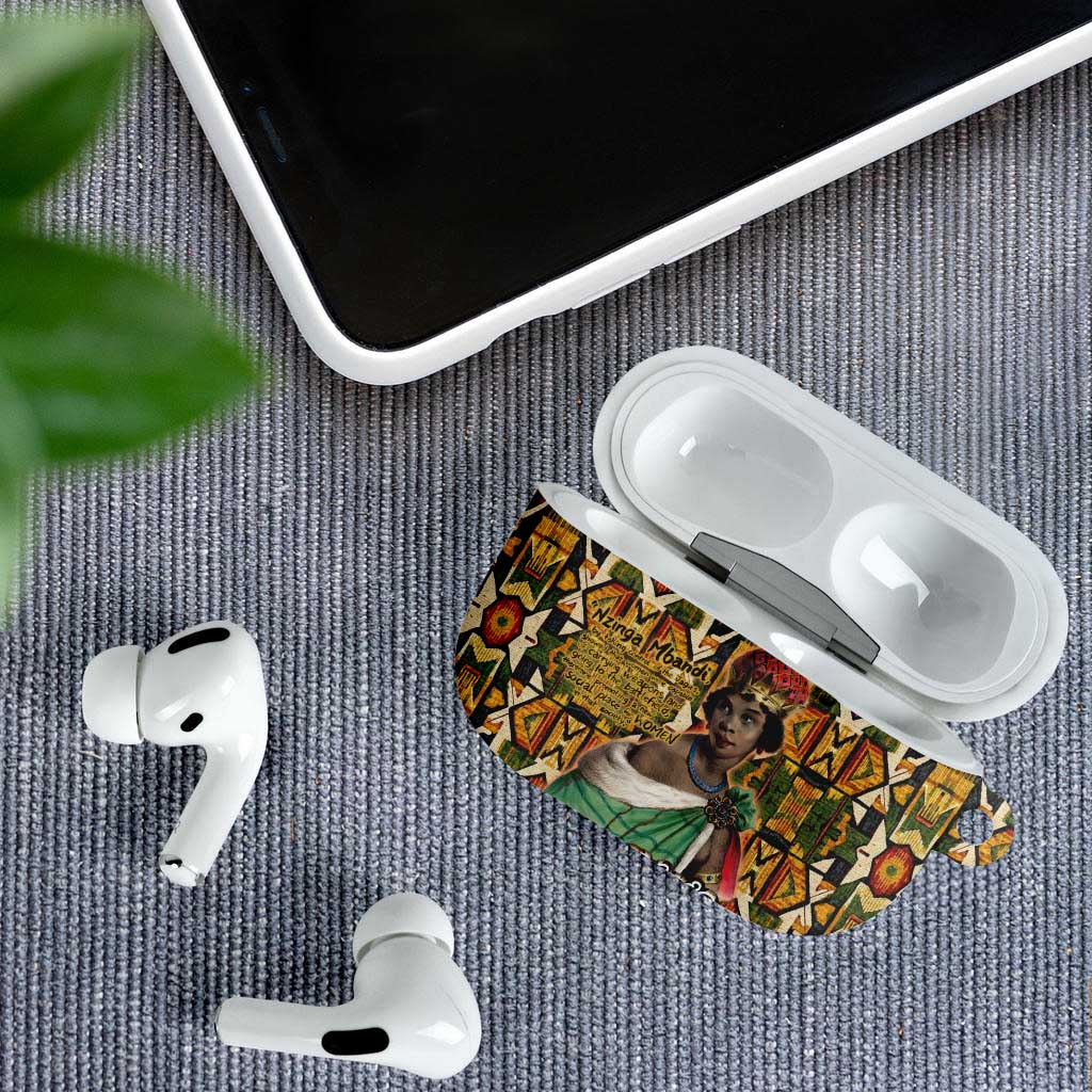 Queen Nzinga AirPods Case Mbandi Traditional Regal Portrait Empowerment Quote African Female Leadership - African Pride