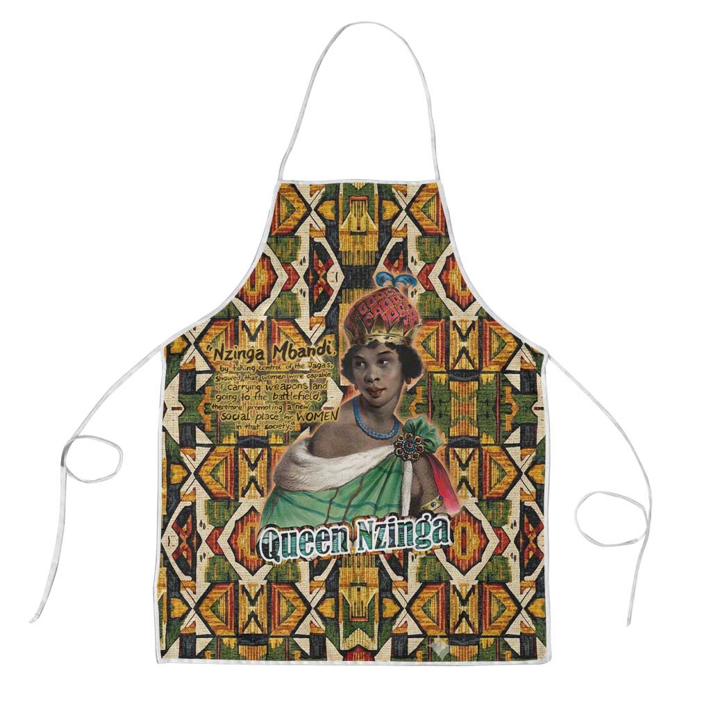 Queen Nzinga Apron Mbandi Traditional Regal Portrait Empowerment Quote African Female Leadership - African Pride