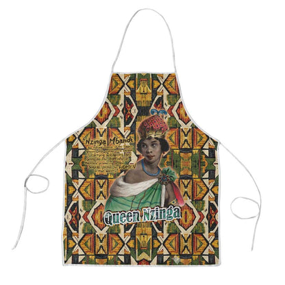 Queen Nzinga Apron Mbandi Traditional Regal Portrait Empowerment Quote African Female Leadership - African Pride