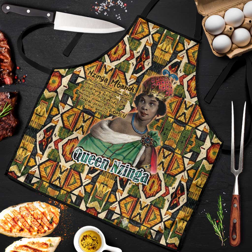 Queen Nzinga Apron Mbandi Traditional Regal Portrait Empowerment Quote African Female Leadership - African Pride