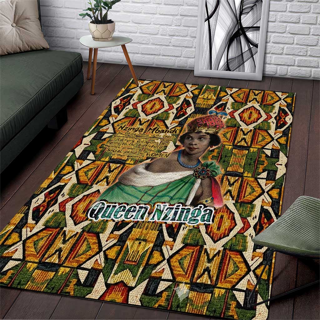 Queen Nzinga Area Rug Mbandi Traditional Regal Portrait Empowerment Quote African Female Leadership - African Pride