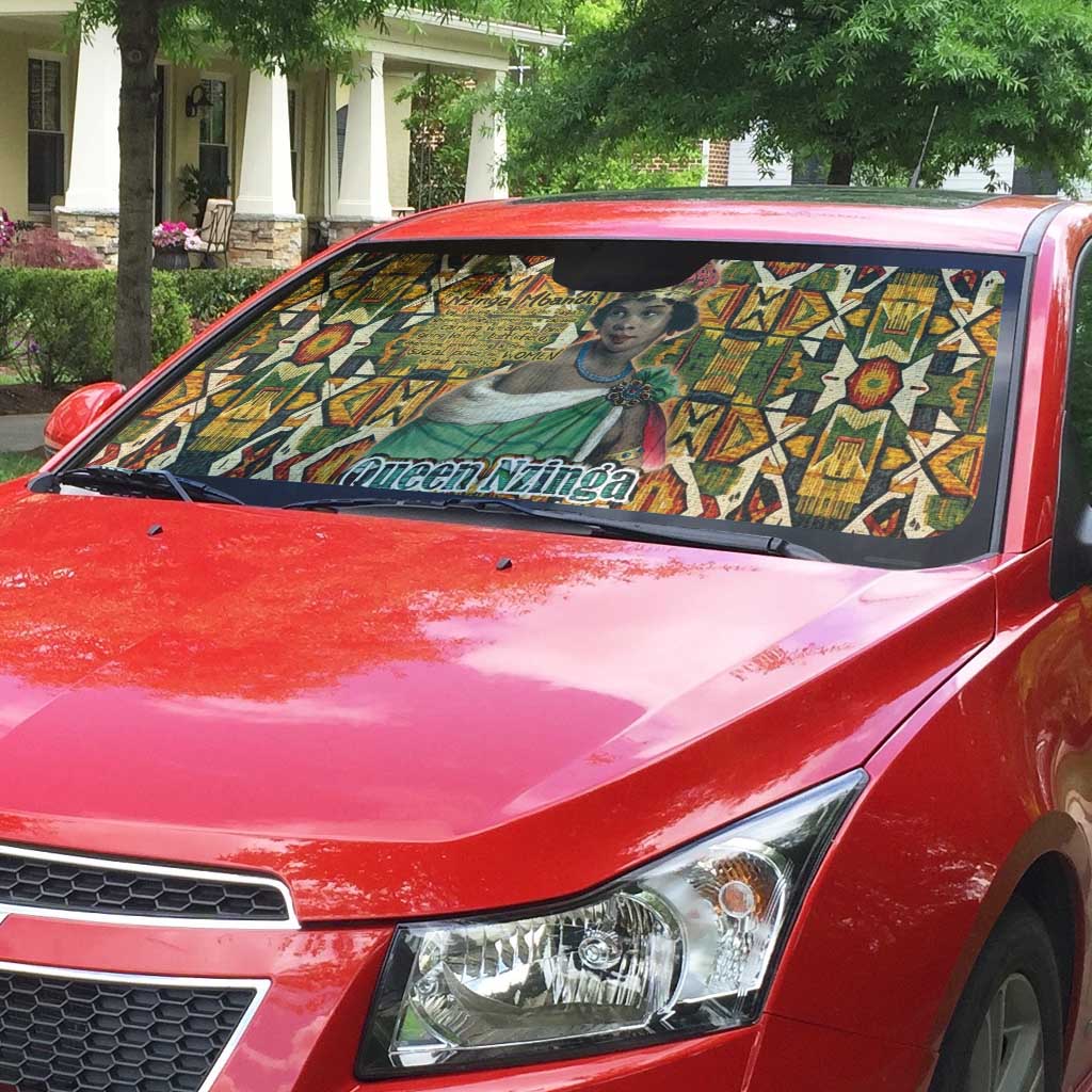 Queen Nzinga Auto Sun Shade Mbandi Traditional Regal Portrait Empowerment Quote African Female Leadership - African Pride