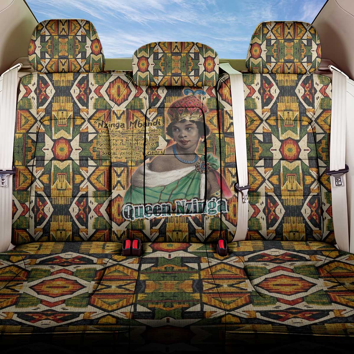 Queen Nzinga Back Car Seat Cover Mbandi Traditional Regal Portrait Empowerment Quote African Female Leadership - African Pride
