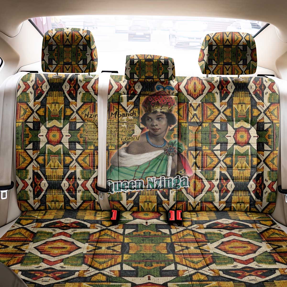 Queen Nzinga Back Car Seat Cover Mbandi Traditional Regal Portrait Empowerment Quote African Female Leadership - African Pride