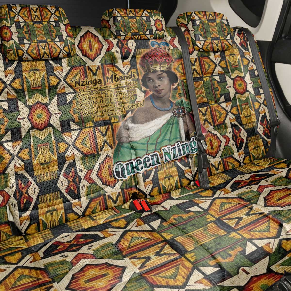 Queen Nzinga Back Car Seat Cover Mbandi Traditional Regal Portrait Empowerment Quote African Female Leadership - African Pride