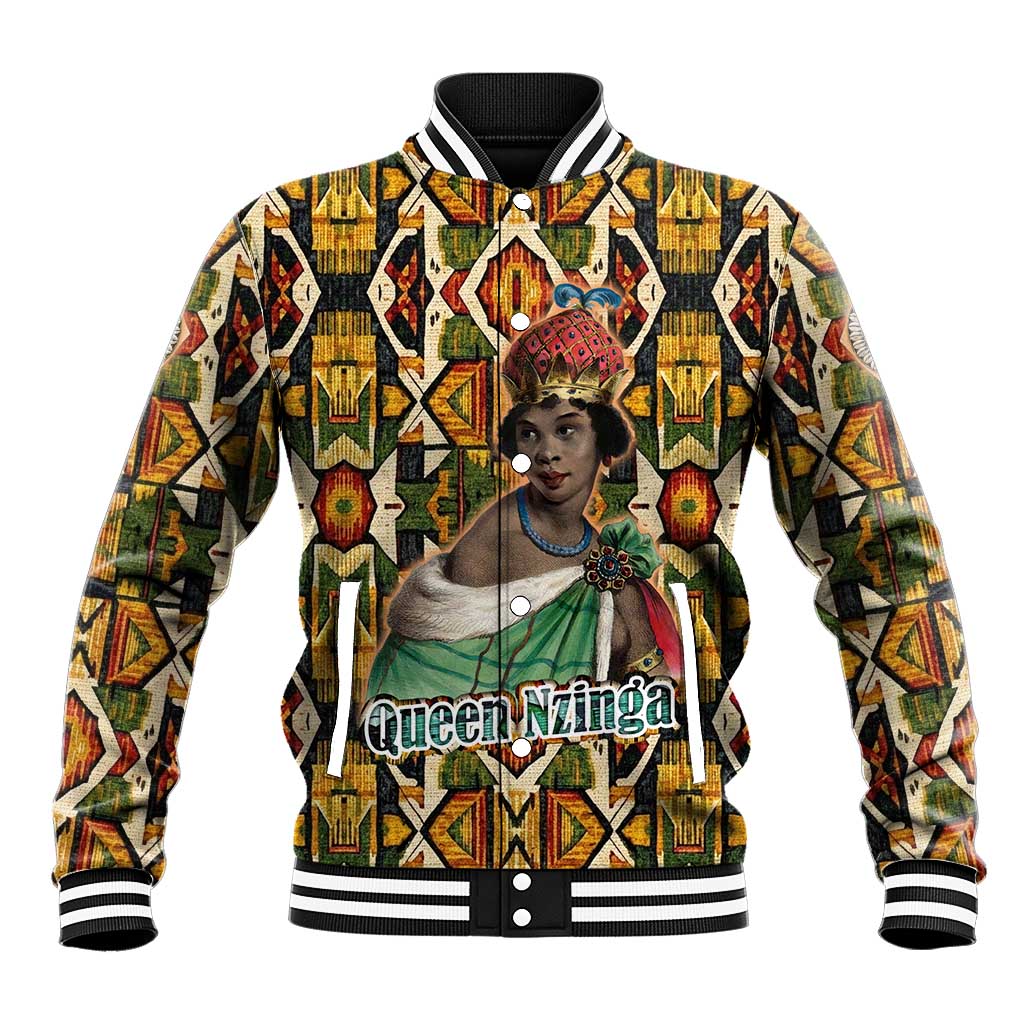 Queen Nzinga Baseball Jacket Mbandi Traditional Regal Portrait Empowerment Quote African Female Leadership - African Pride