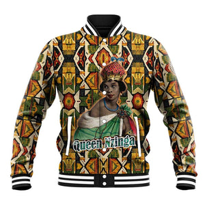 Queen Nzinga Baseball Jacket Mbandi Traditional Regal Portrait Empowerment Quote African Female Leadership - African Pride
