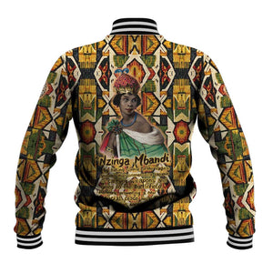Queen Nzinga Baseball Jacket Mbandi Traditional Regal Portrait Empowerment Quote African Female Leadership - African Pride