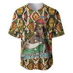 Queen Nzinga Baseball Jersey Mbandi Traditional Regal Portrait Empowerment Quote African Female Leadership - African Pride