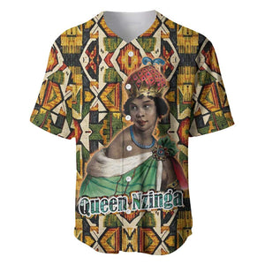 Queen Nzinga Baseball Jersey Mbandi Traditional Regal Portrait Empowerment Quote African Female Leadership - African Pride