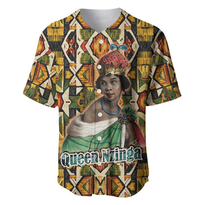 Queen Nzinga Baseball Jersey Mbandi Traditional Regal Portrait Empowerment Quote African Female Leadership - African Pride