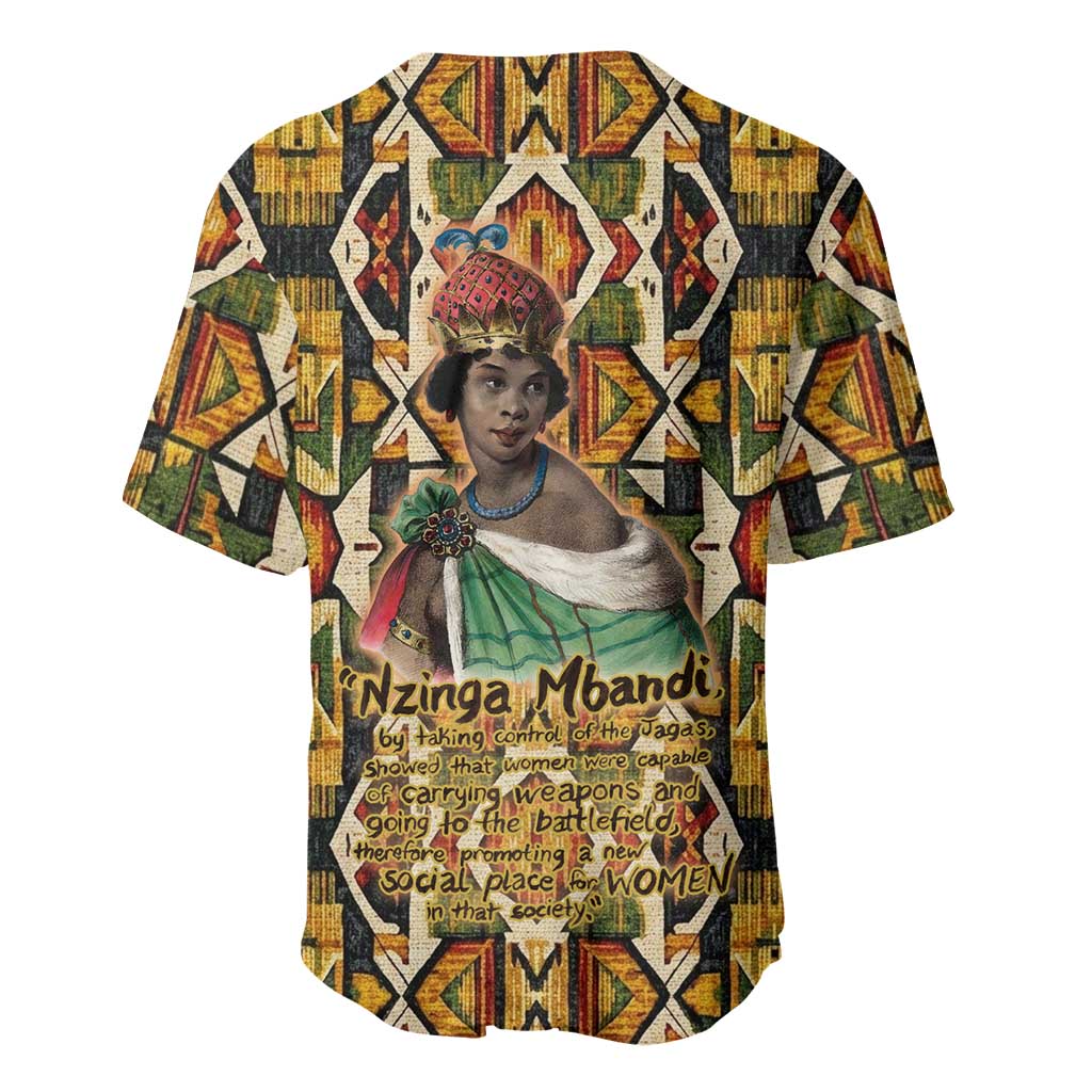 Queen Nzinga Baseball Jersey Mbandi Traditional Regal Portrait Empowerment Quote African Female Leadership - African Pride