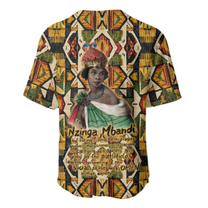Queen Nzinga Baseball Jersey Mbandi Traditional Regal Portrait Empowerment Quote African Female Leadership - African Pride