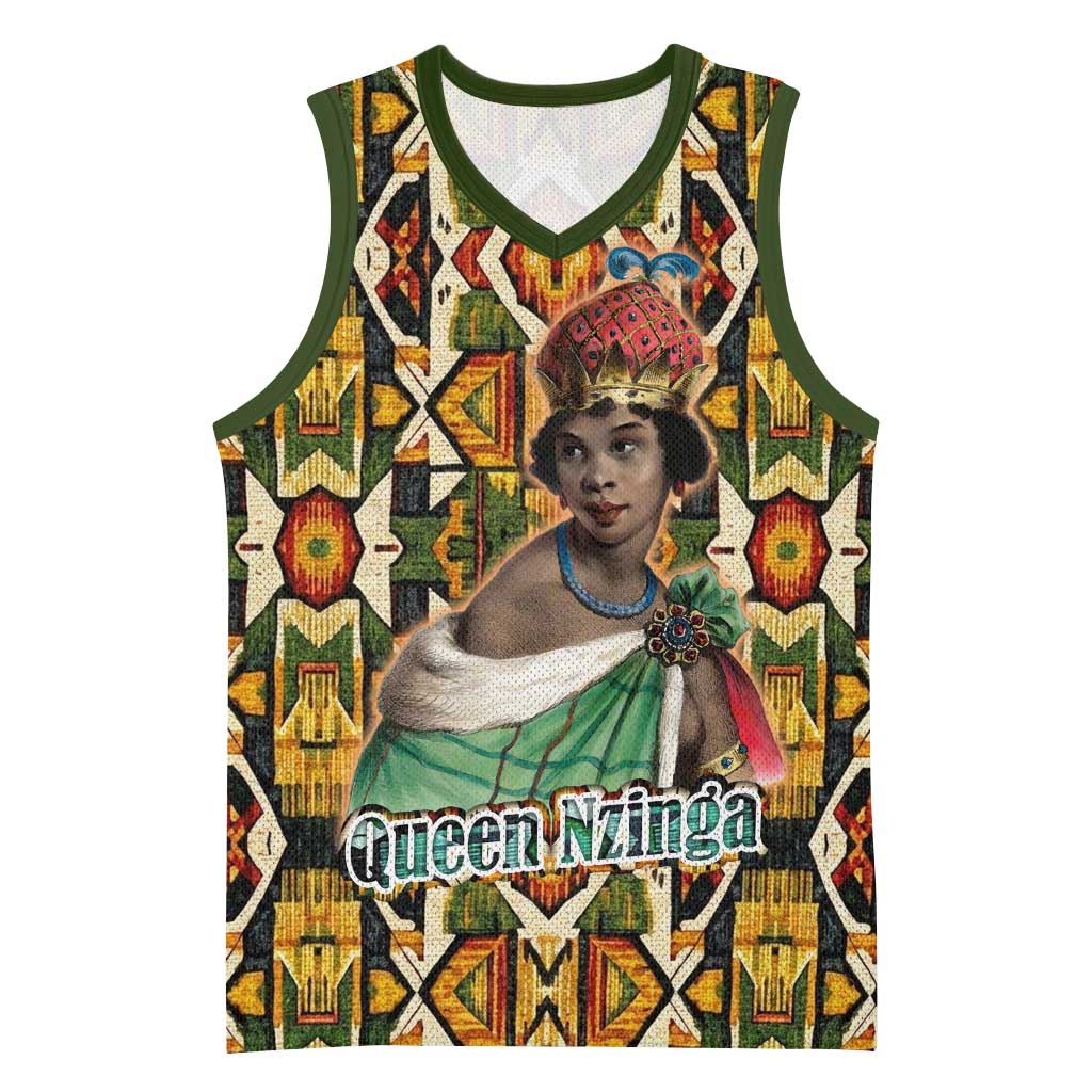 Queen Nzinga Basketball Jersey Mbandi Traditional Regal Portrait Empowerment Quote African Female Leadership - African Pride
