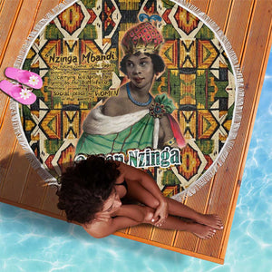 Queen Nzinga Beach Blanket Mbandi Traditional Regal Portrait Empowerment Quote African Female Leadership - African Pride