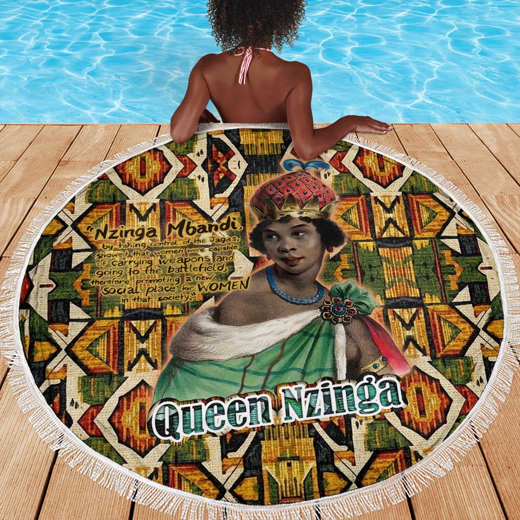 Queen Nzinga Beach Blanket Mbandi Traditional Regal Portrait Empowerment Quote African Female Leadership - African Pride