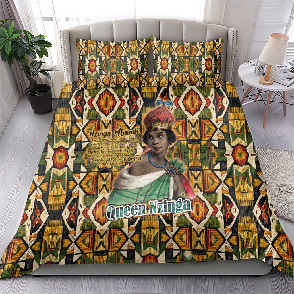 Queen Nzinga Bedding Set Mbandi Traditional Regal Portrait Empowerment Quote African Female Leadership - African Pride