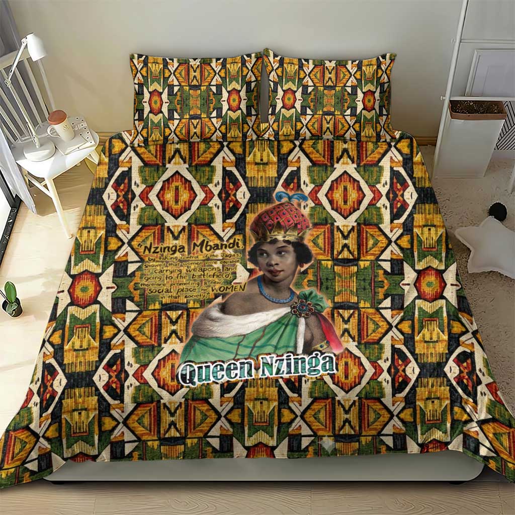 Queen Nzinga Bedding Set Mbandi Traditional Regal Portrait Empowerment Quote African Female Leadership - African Pride