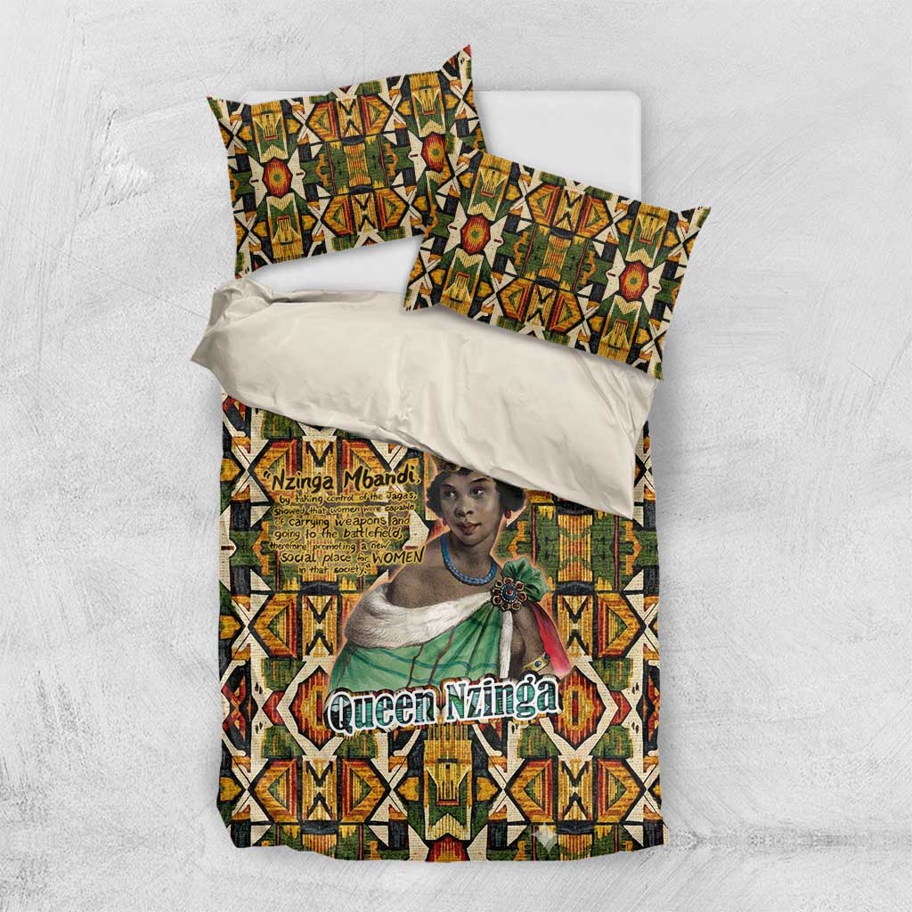 Queen Nzinga Bedding Set Mbandi Traditional Regal Portrait Empowerment Quote African Female Leadership - African Pride
