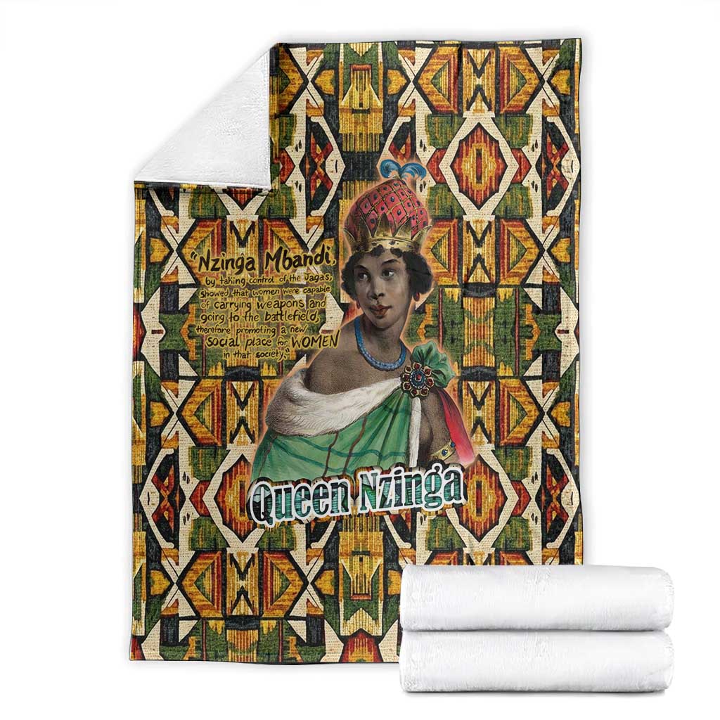 Queen Nzinga Blanket Mbandi Traditional Regal Portrait Empowerment Quote African Female Leadership - African Pride
