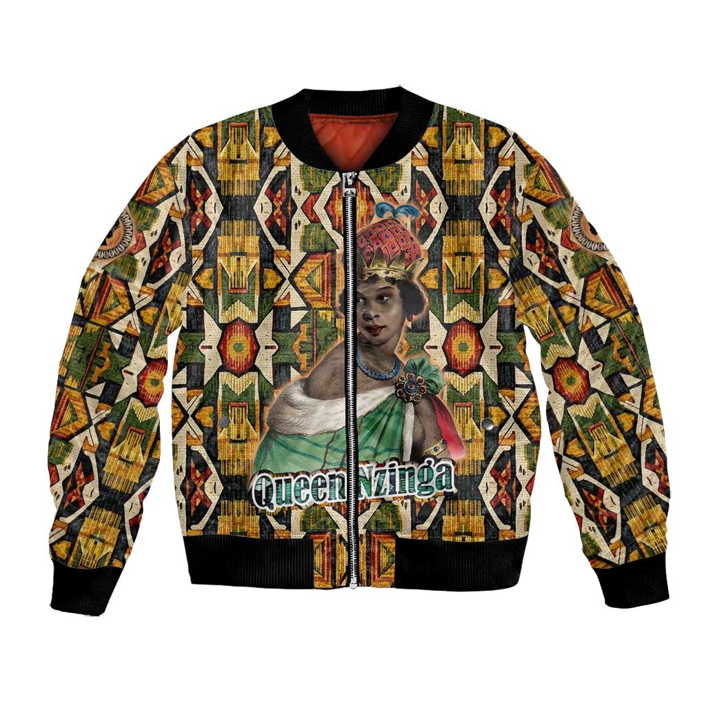 Queen Nzinga Bomber Jacket Mbandi Traditional Regal Portrait Empowerment Quote African Female Leadership - African Pride