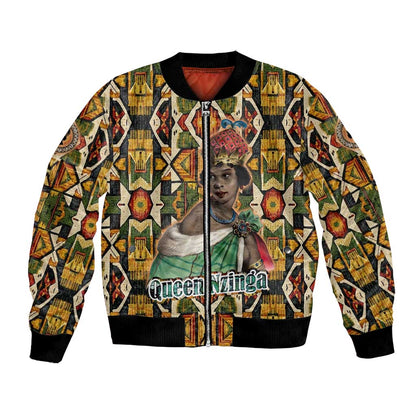 Queen Nzinga Bomber Jacket Mbandi Traditional Regal Portrait Empowerment Quote African Female Leadership - African Pride