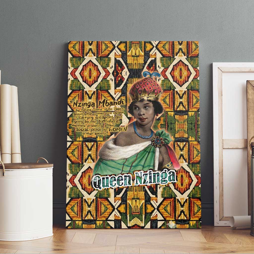 Queen Nzinga Canvas Wall Art Mbandi Traditional Regal Portrait Empowerment Quote African Female Leadership - African Pride