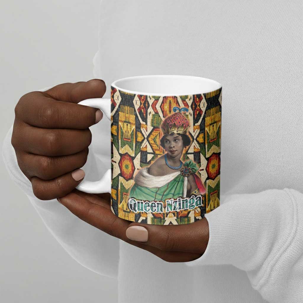 Queen Nzinga Ceramic Mug Mbandi Traditional Regal Portrait Empowerment Quote African Female Leadership - African Pride