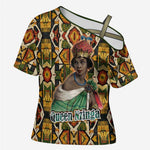 Queen Nzinga Cross Shoulder Shirt Mbandi Traditional Regal Portrait Empowerment Quote African Female Leadership - African Pride