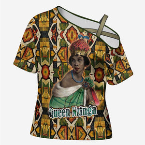 Queen Nzinga Cross Shoulder Shirt Mbandi Traditional Regal Portrait Empowerment Quote African Female Leadership - African Pride