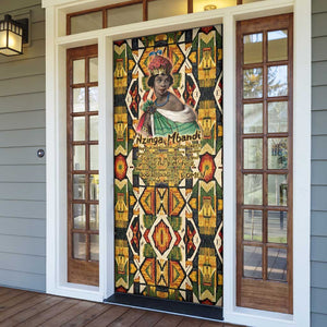 Queen Nzinga Door Cover Mbandi Traditional Regal Portrait Empowerment Quote African Female Leadership - African Pride