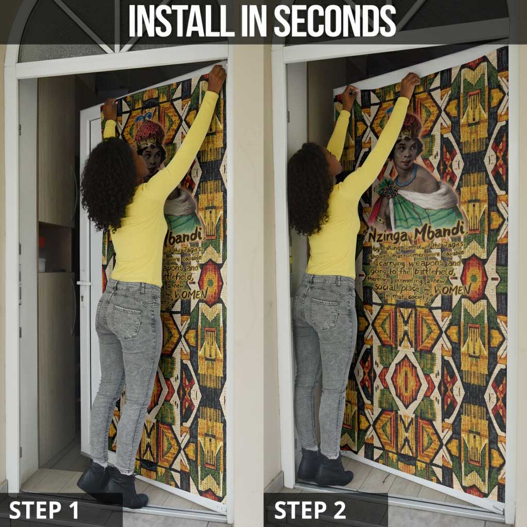 Queen Nzinga Door Cover Mbandi Traditional Regal Portrait Empowerment Quote African Female Leadership - African Pride