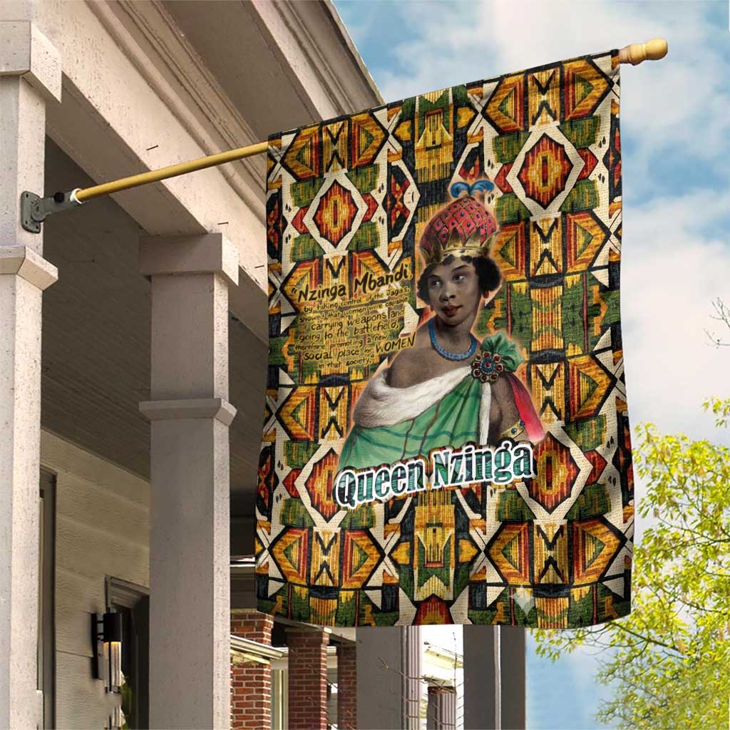 Queen Nzinga Garden Flag Mbandi Traditional Regal Portrait Empowerment Quote African Female Leadership - African Pride
