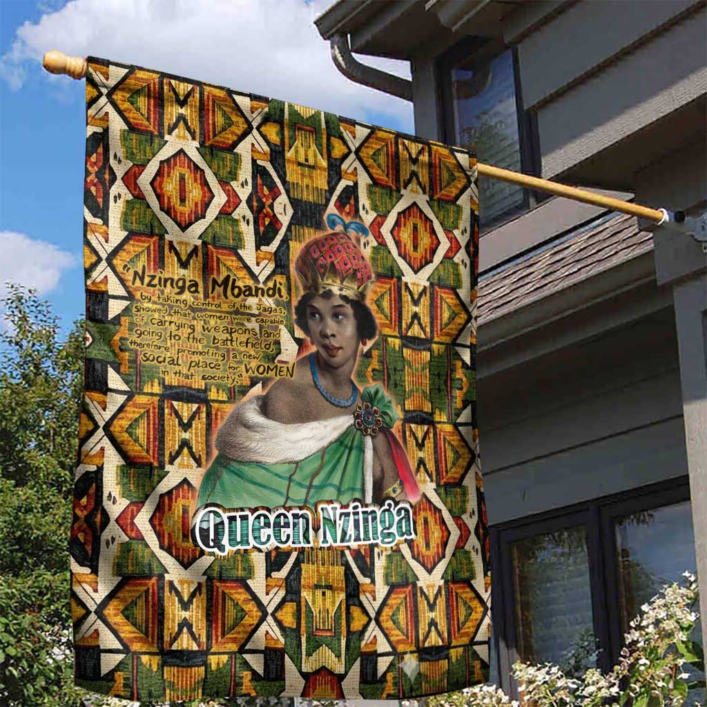 Queen Nzinga Garden Flag Mbandi Traditional Regal Portrait Empowerment Quote African Female Leadership - African Pride
