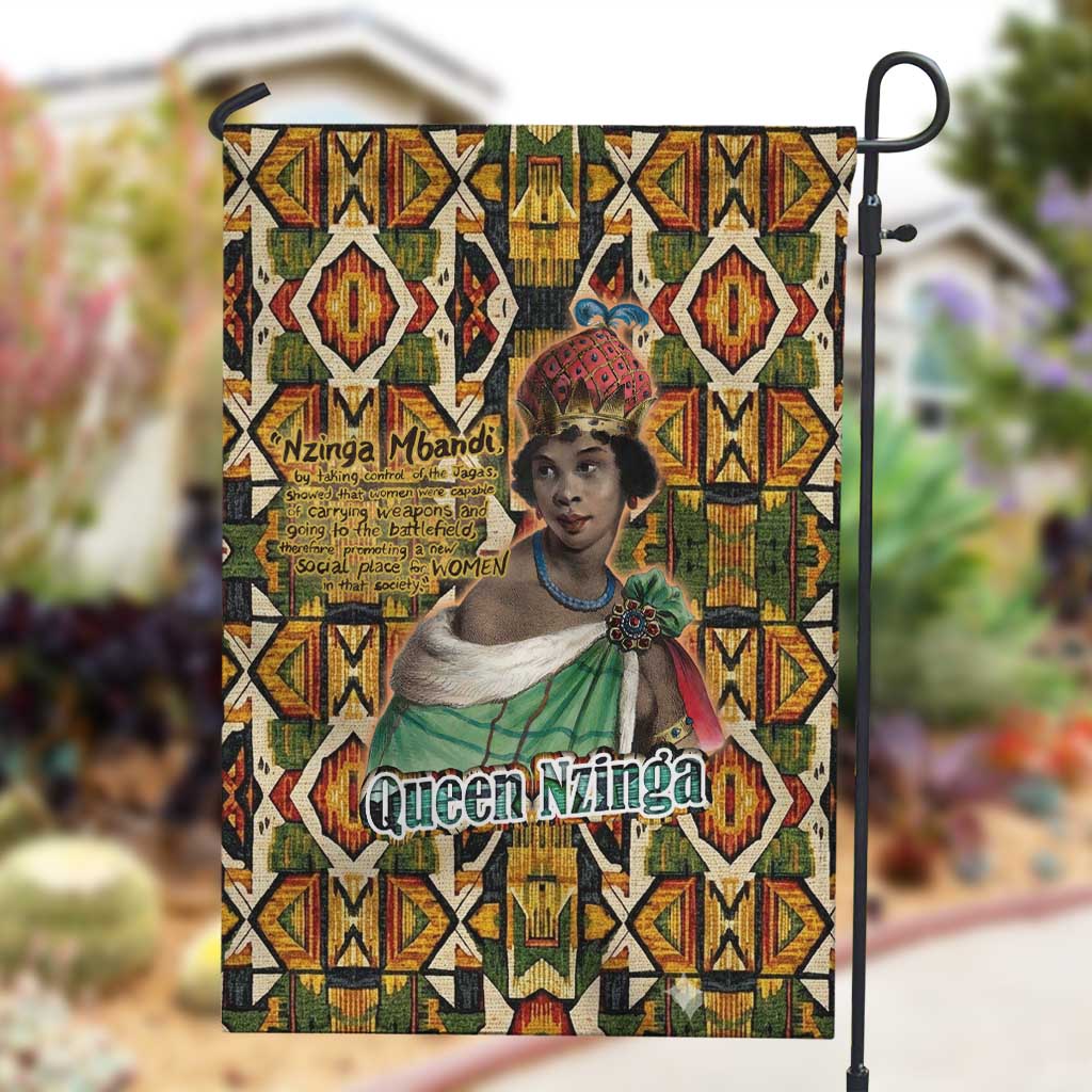 Queen Nzinga Garden Flag Mbandi Traditional Regal Portrait Empowerment Quote African Female Leadership - African Pride