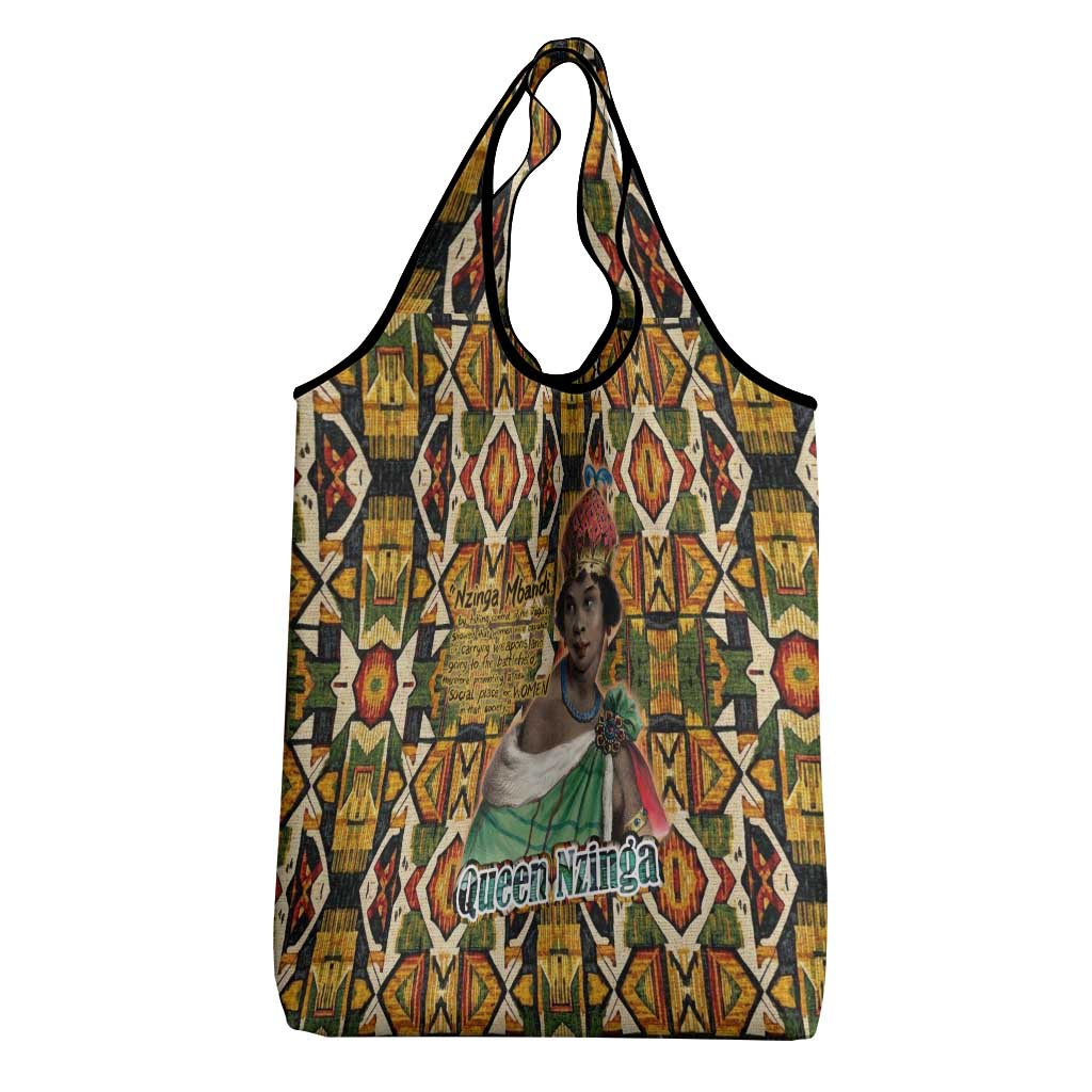 Queen Nzinga Grocery Bag Mbandi Traditional Regal Portrait Empowerment Quote African Female Leadership - African Pride