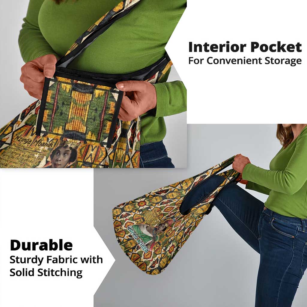 Queen Nzinga Grocery Bag Mbandi Traditional Regal Portrait Empowerment Quote African Female Leadership - African Pride