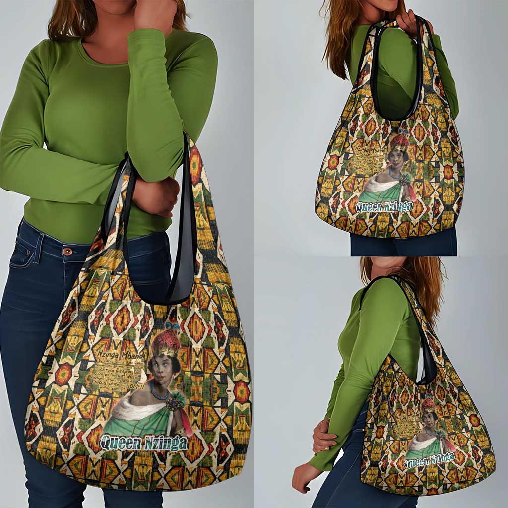 Queen Nzinga Grocery Bag Mbandi Traditional Regal Portrait Empowerment Quote African Female Leadership - African Pride
