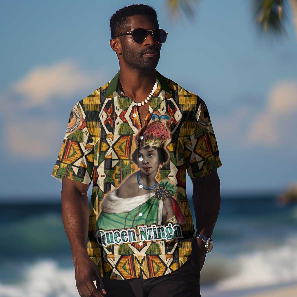 Queen Nzinga Hawaiian Shirt Mbandi Traditional Regal Portrait Empowerment Quote African Female Leadership - African Pride