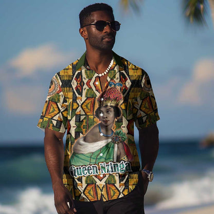 Queen Nzinga Hawaiian Shirt Mbandi Traditional Regal Portrait Empowerment Quote African Female Leadership - African Pride