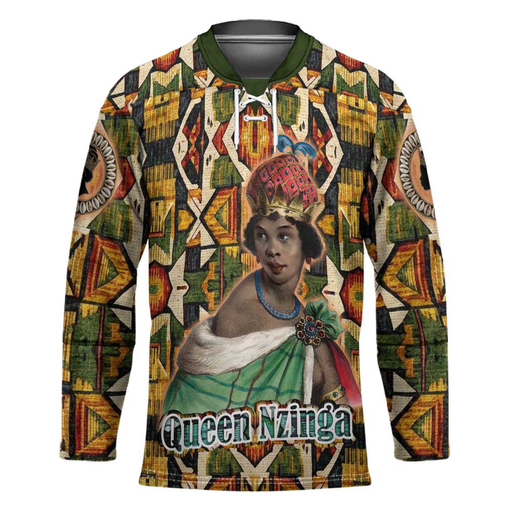 Queen Nzinga Hockey Jersey Mbandi Traditional Regal Portrait Empowerment Quote African Female Leadership - African Pride