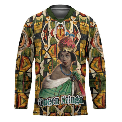 Queen Nzinga Hockey Jersey Mbandi Traditional Regal Portrait Empowerment Quote African Female Leadership - African Pride