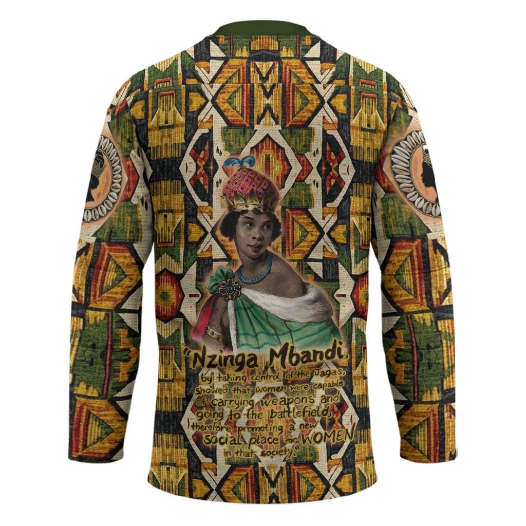 Queen Nzinga Hockey Jersey Mbandi Traditional Regal Portrait Empowerment Quote African Female Leadership - African Pride