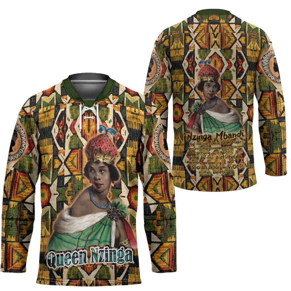 Queen Nzinga Hockey Jersey Mbandi Traditional Regal Portrait Empowerment Quote African Female Leadership - African Pride