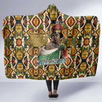 Queen Nzinga Hooded Blanket Mbandi Traditional Regal Portrait Empowerment Quote African Female Leadership - African Pride